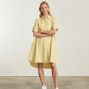 Everlane Daytripper Yellow Striped Short Sleeved Shirtdress
